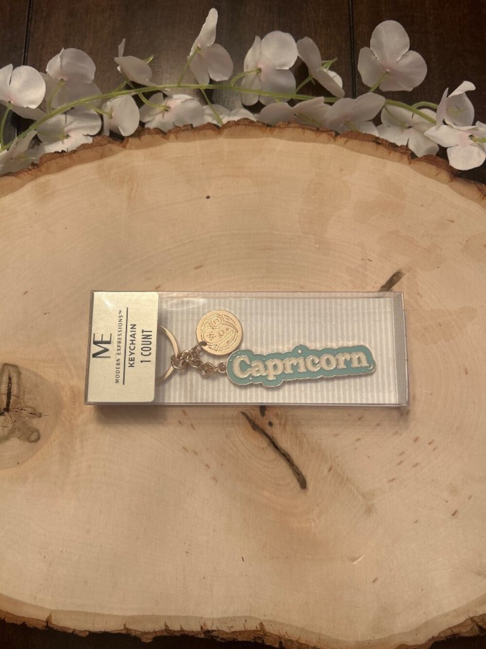 Capricorn Zodiac Keychain - Gold & Mint Charm by Modern Expressions